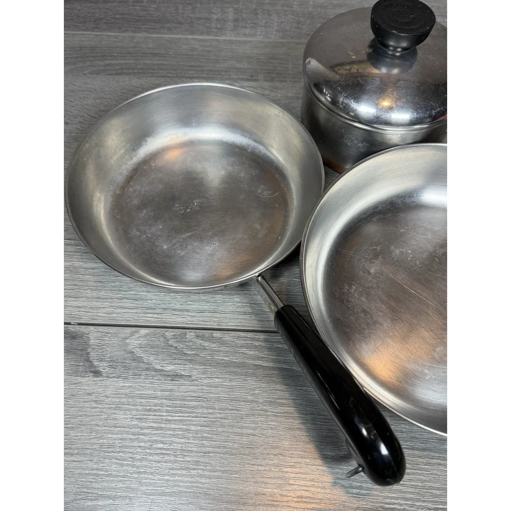 Vintage Revere Ware Copper Clad 3 Pc Cookware Set 8